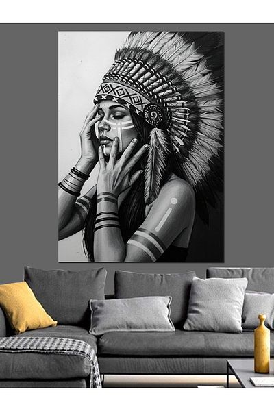 Tablomega Native American Woman Figure Decorative Canvas - Mdf Wooden Painting