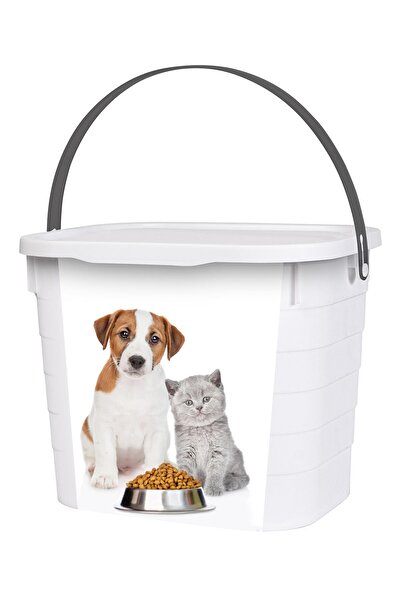 Herevin 7,3 lt Köpek & Kedi Desenli Mama Kovası Kutusu 219 mm x 270 mm x 212 mm
