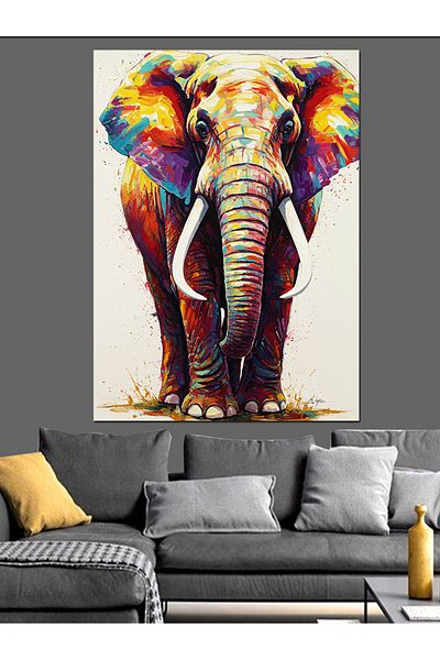 Tablomega Pânză decorativă elefant colorat - Lemn MDF
