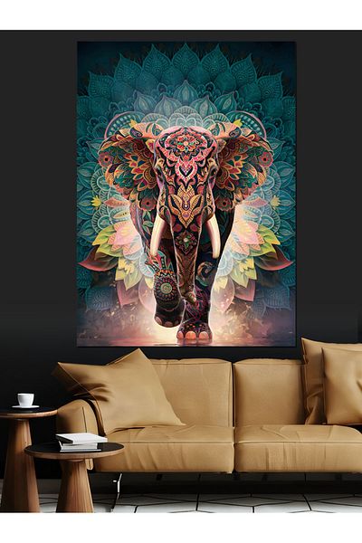 Tablomega Pânză decorativă elefant cu model - Lemn MDF