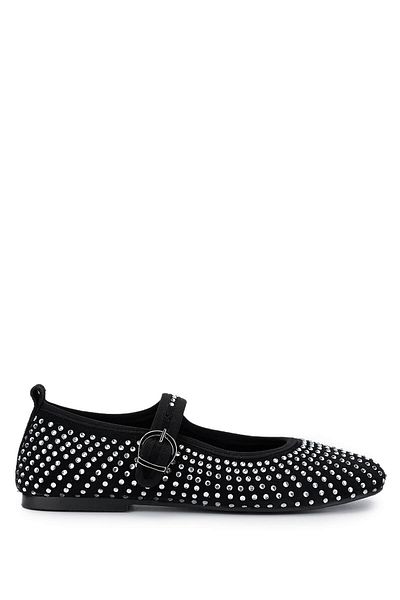 Tamer Tanca Women's Genuine Leather Black Suede Ballerina Shoes