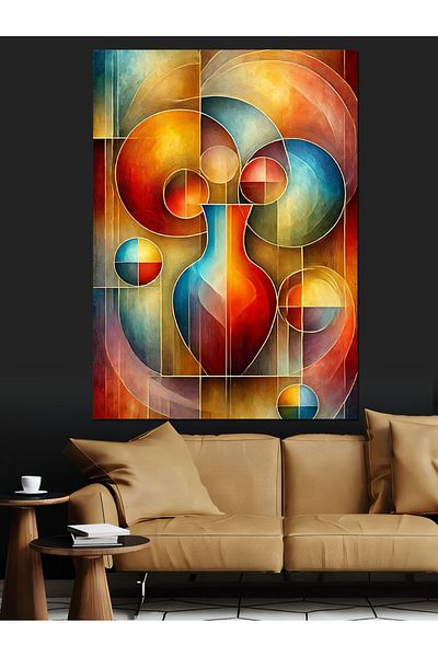 Tablomega Pânză decorativă cu desen colorat abstract - pictură din lemn MDF