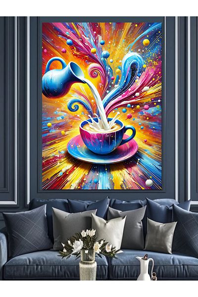 Tablomega Colorful Coffee and Energy Explosion Decorative Canvas - Mdf Wooden Painting