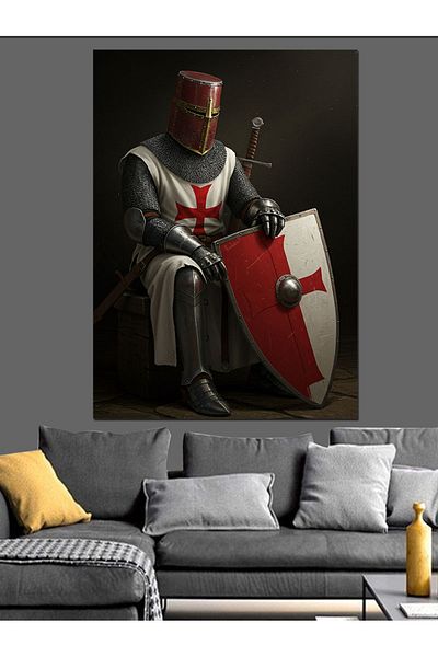 Tablomega Pânză decorativă Cavalerul Medievii - Lemn MDF