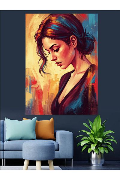 Tablomega Portrait and Abstract Woman Decorative Canvas - Mdf Wooden Painting