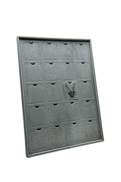 MeGass Dekor Domestic Production Roman Model Vertical Suede Fabric Gray Color Standing 20-Piece Pad Jewelry Display Table