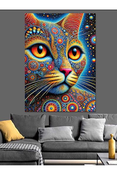 Tablomega Colorful Cat Eyes Decorative Canvas - Mdf Wooden Painting