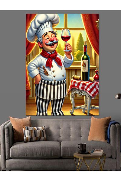 Tablomega Pânză decorativă pentru bucătar italian cu vin - Lemn MDF