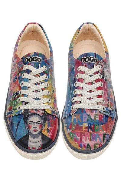Dogo Women's Vegan Leather Multicolor Sneakers - Frida-Kahlo-In-Letters Design