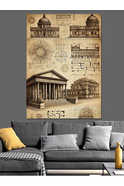 Tablomega Ancienne Arhitectură Desene Canvas Decorative - MDF Lemn Pictură