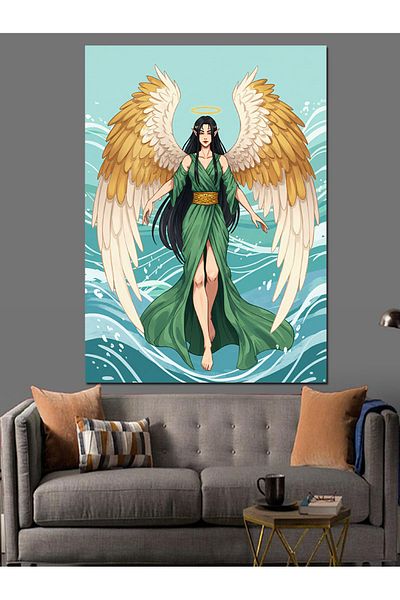 Tablomega Woman with Wings and Divine Energy Decorative Canvas - Mdf Wooden Painting