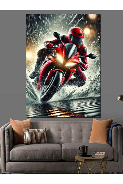 Tablomega Fast Motor Drawing Decorative Canvas - Mdf Wooden Painting
