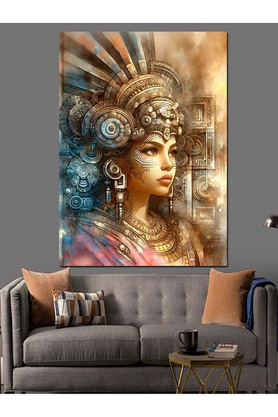 Tablomega Aztec Woman Decorative Canvas - Mdf Wooden Painting