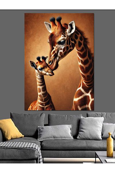 Tablomega Cute Giraffe Pair Decorative Canvas - Mdf Wooden Painting