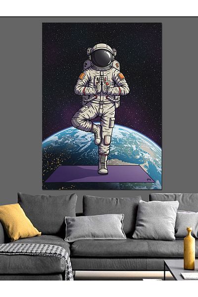 Tablomega Pânză decorativă Astronaut și peisaj mondial - Pictură din lemn MDF