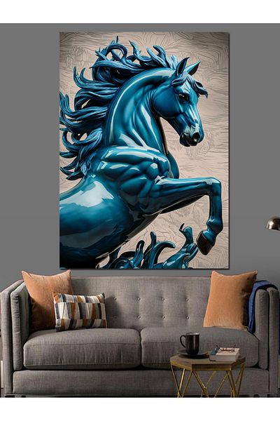 Tablomega Pânză decorativă Blue Galloping Horse - Lemn MDF