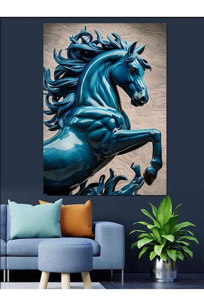 Tablomega Pânză decorativă Blue Galloping Horse - Lemn MDF
