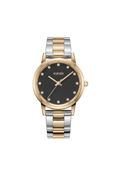 Burker Damenuhr Amy Schwarz Gold Silber