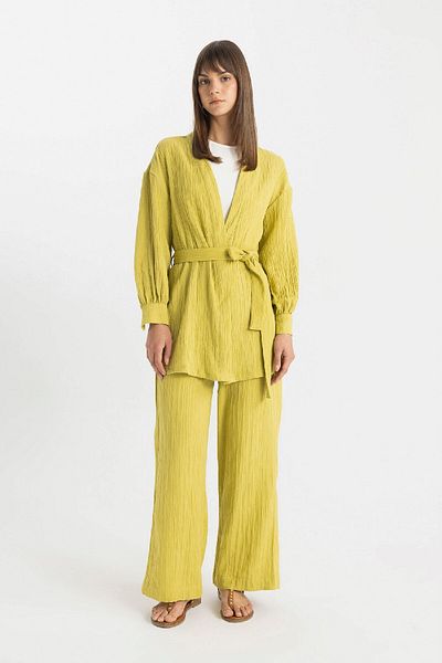 DeFacto Wide Leg Muslin Trousers - Pockets, Basic Model C6492Ax24Sm