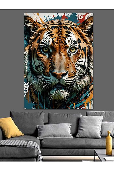 Tablomega Pictură în ulei Tigru Potres Decorativ Canvas - MDF Lemn