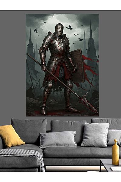 Tablomega Pânză decorativă Cavaler Medieval și Scut - Lemn MDF