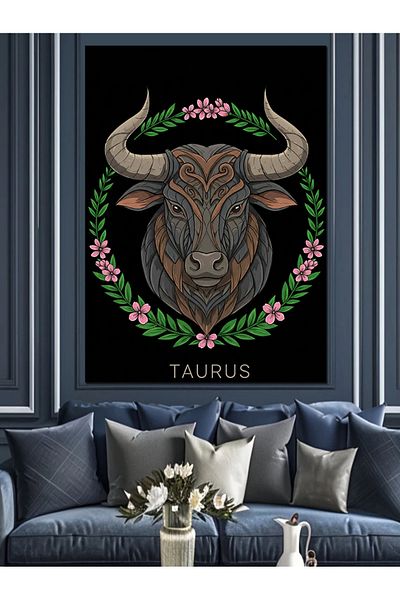 Tablomega Pânză decorativă cu model Taur - Lemn MDF