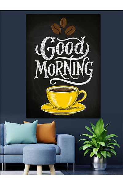 Tablomega Good Morning Coffee Poster Decorative Canvas - Mdf Wooden Table