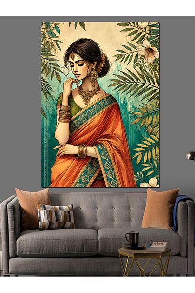 Tablomega Femeie indiană și pânză decorativă de eleganță tradițională - masă din lemn MDF