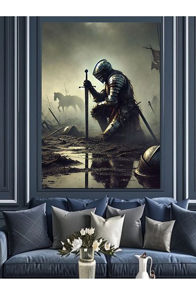 Tablomega Pânză decorativă Knight Falling on His Knees - MDF Lemn