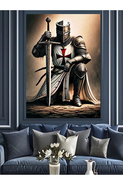 Tablomega Pânză decorativă Crusader Knight - Lemn MDF