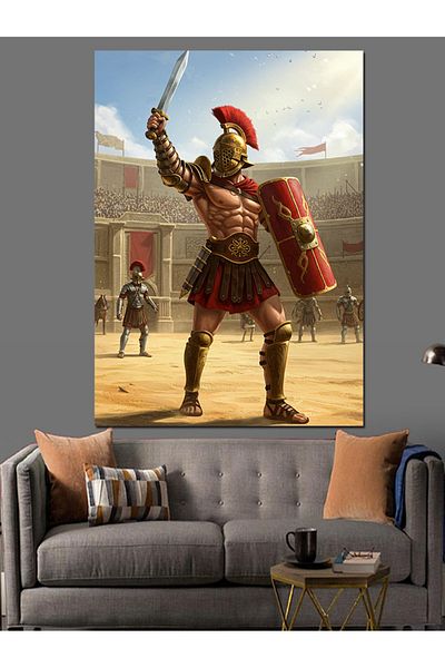 Tablomega Romal Warrior and Shield Canvas Decorativ - MDF Lemn