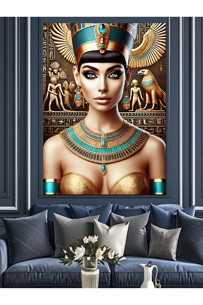 Tablomega Pânză decorativă cu motive Cleopatra și Egipt - Lemn MDF