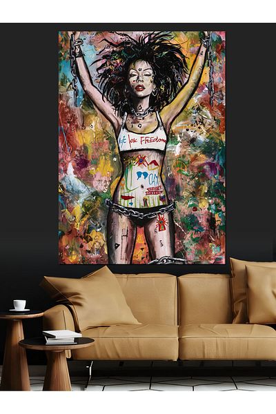 Tablomega Woman Decorative Canvas with Chained Underwear - Mdf Wooden Painting