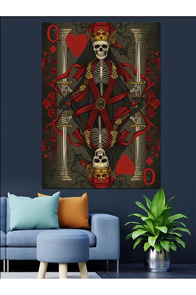 Tablomega Pânză decorativă de cărți de joc și regele schelet - pictură din lemn MDF