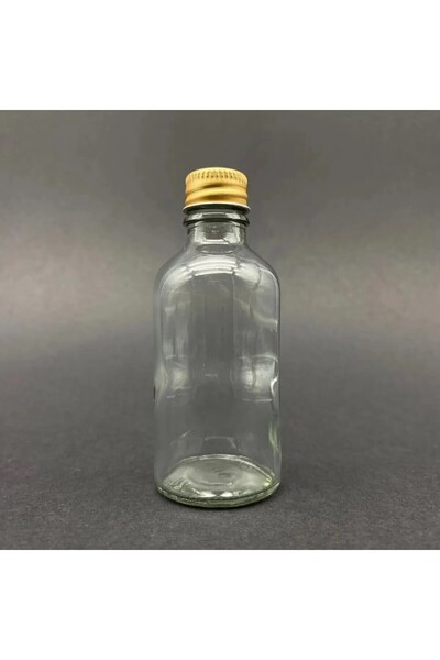 makrobay 6 Adet 50ml Cam Şişe Küçük Gold Metal Kapaklı Çok Amaçlı Shot Şişesi 6x50ml