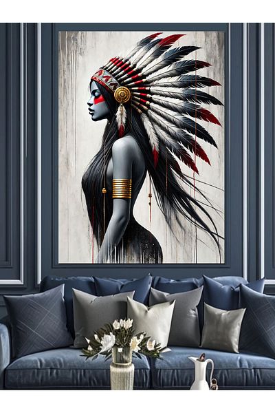 Tablomega Pânză Decorativă Femeie Indiană - Lemn MDF