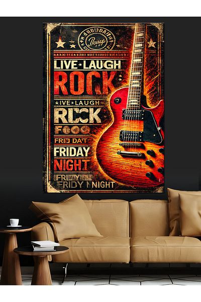 Tablomega Live Laugh Rock Banner Canvas Decorativ - MDF Lemn