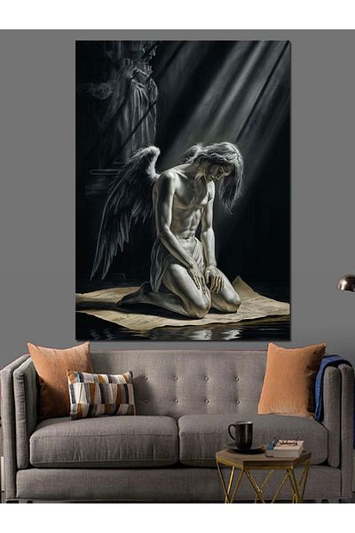 Tablomega Light and Angel Decorative Canvas - Mdf Wooden Table