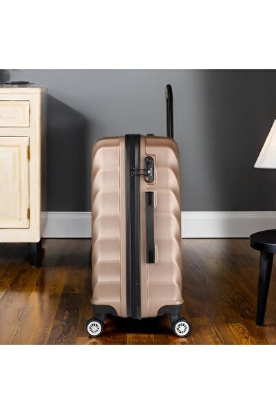 My Valice Lotus Abs Kabin Orta Ve Makyaj Boy Gold 3'lü Valiz Seti