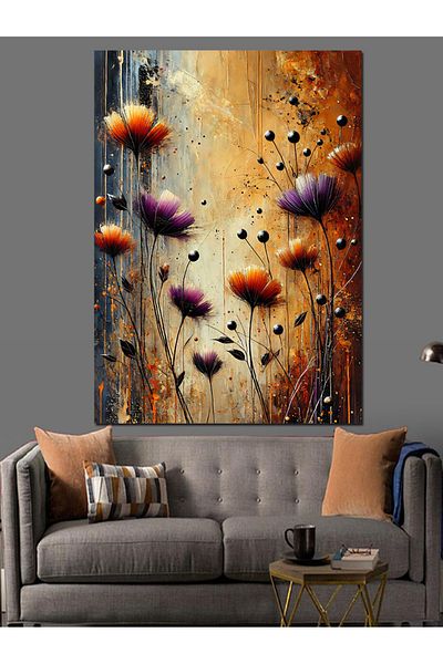 Tablomega Colorful Poppy Flowers Decorative Canvas - Mdf Wooden Painting