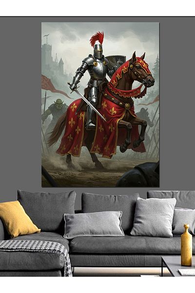 Tablomega Pânză decorativă Cavaler Armat și Cal - Lemn MDF