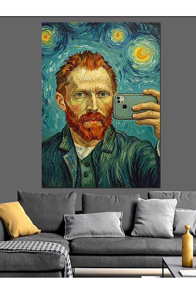 Tablomega Pânză decorativă Van Gogh și portretul înstelat - Lemn MDF