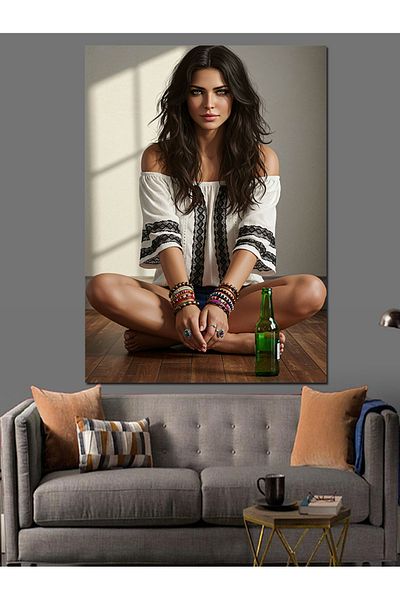 Tablomega Cozy Woman and Beer Decorative Canvas - Mdf Wooden Painting