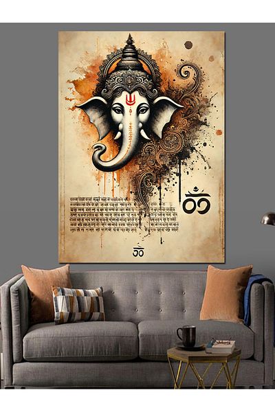 Tablomega Pânză decorativă cu motiv Hindu Ganesh - Lemn MDF