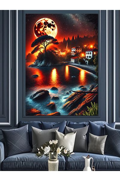 Tablomega Pânză decorativă Red Lake Sunset - Lemn MDF