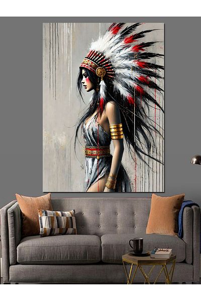Tablomega Native American Woman and Traditional Attire Decorative Canvas - Mdf Wood Painting