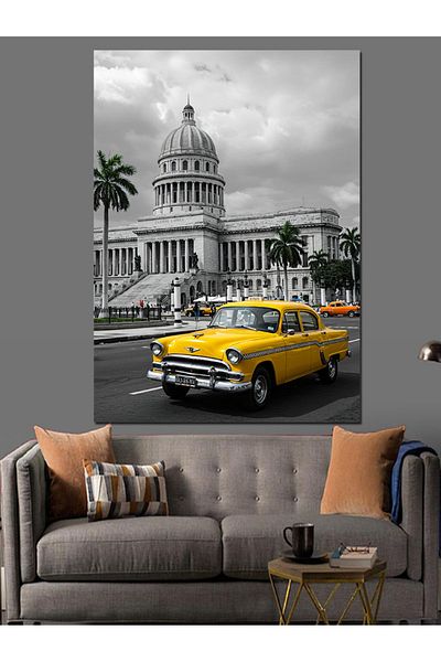 Tablomega Pânză decorativă mașină clasică în Cuba - Pictură din lemn MDF