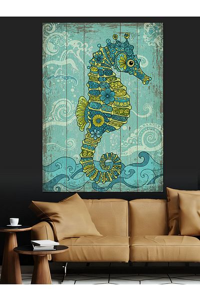 Tablomega Pânză decorativă cu desen de caiac albastru - pictură din lemn MDF