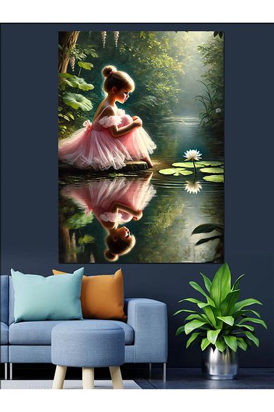 Tablomega Ballerina Girl at the Pond Decorative Canvas - Mdf Wooden Painting