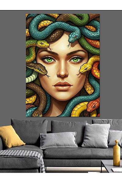 Tablomega Medusa and Snake Hair Decorative Canvas - Mdf Wooden Painting